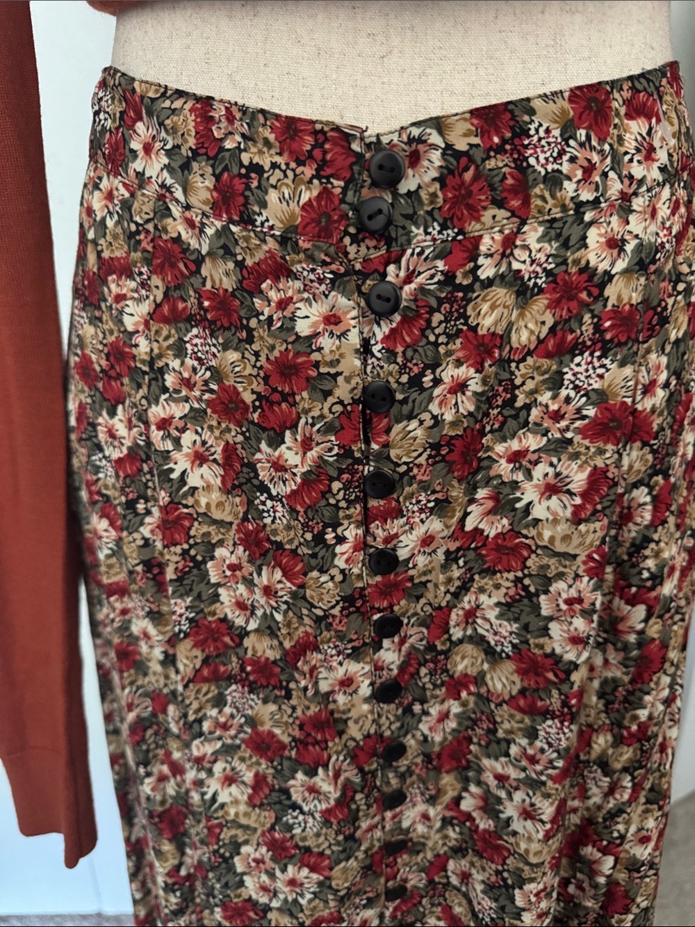 Express Compagnie Internationale Vintage 1990s Button Front Maxi Skirt. M - Picture 3 of 5